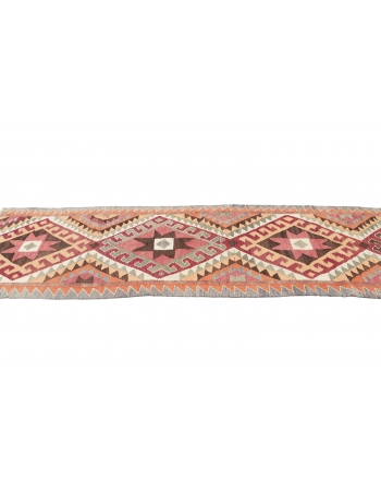 Vintage Colorful Herki Kilim Runner - 3`2" x 10`4"