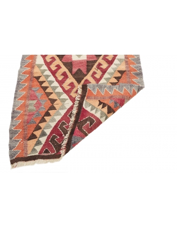 Vintage Colorful Herki Kilim Runner - 3`2" x 10`4"