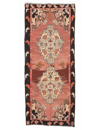 Decorative Vintage Kars Kilim Rug - 5`0" x 11`7"