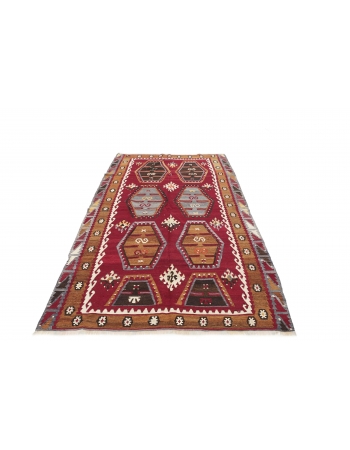 Vintage Turkish Sivas Kilim Rug - 5`3" x 8`7"