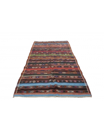 Embroidered Vintage Kilim Rug - 6`1" x 11`0"