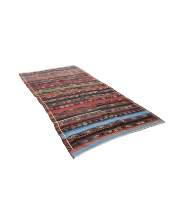 Embroidered Vintage Kilim Rug - 6`1" x 11`0"