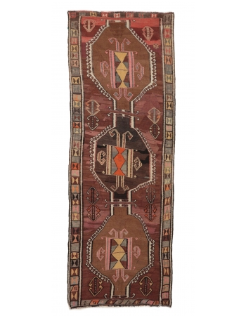 Decorative Vintage Kars Kilim Rug - 5`1" x 12`11"