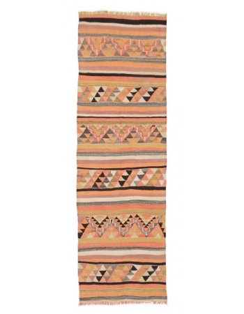 Pastel Vintage Turkish Kilim Runner - 3`2" x 9`10"