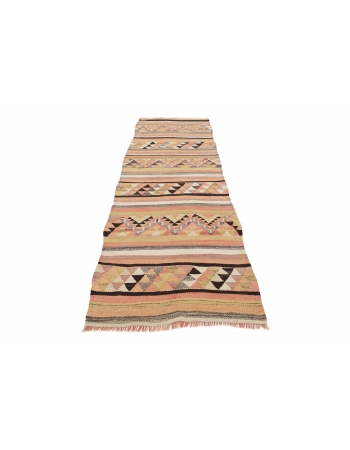 Pastel Vintage Turkish Kilim Runner - 3`2" x 9`10"