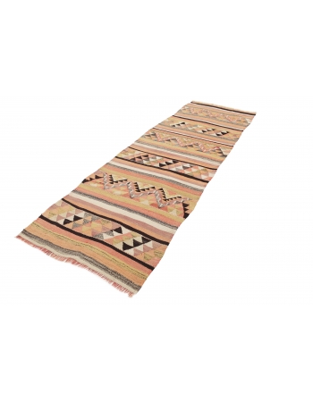 Pastel Vintage Turkish Kilim Runner - 3`2" x 9`10"