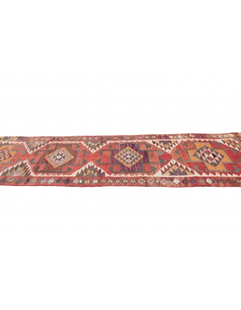 Decorative Vintage Herki Kilim Runner - 3`5" x 10`8"