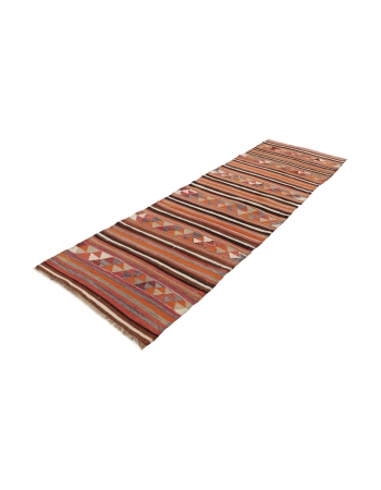 Vintage Decorative Kilim Runner - 3`0" x 10`6"