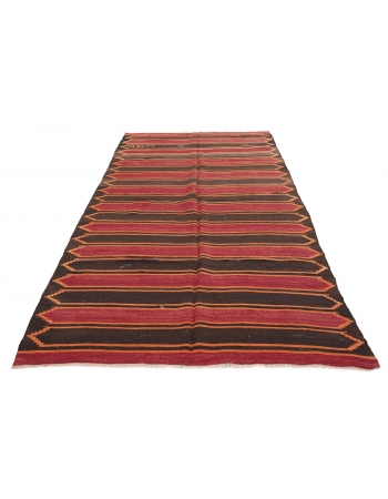 Striped Vintage Kars Kilim Rug - 5`1" x 11`8"