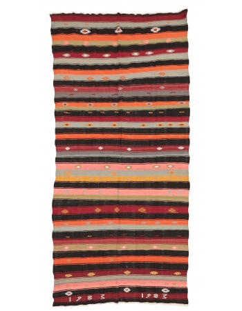 Striped Colorful Kilim Rug - 5`2" x 10`10"
