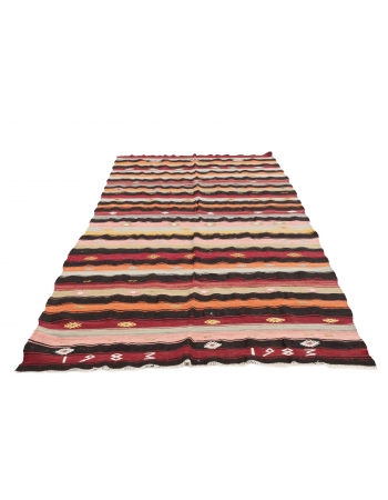 Striped Colorful Kilim Rug - 5`2" x 10`10"