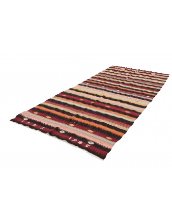 Striped Colorful Kilim Rug - 5`2" x 10`10"