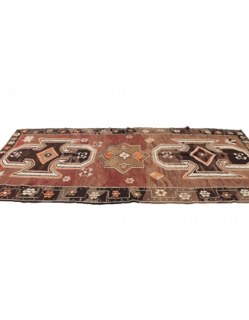 Turkish Vintage Kars Kilim Rug - 5`2" x 11`7"