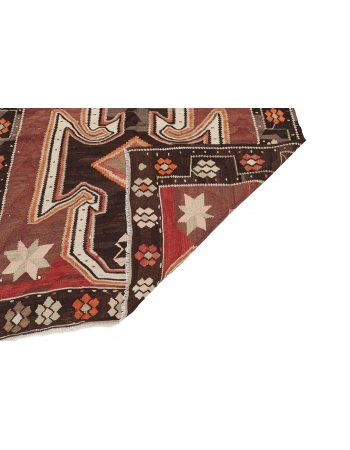 Turkish Vintage Kars Kilim Rug - 5`2" x 11`7"