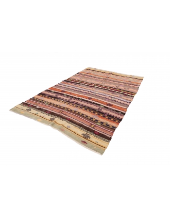 Striped Turkish Vintage Kilim - 6`7" x 10`8"
