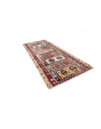 Unique Vintage Turkish Kilim Rug - 5`1" x 11`10"