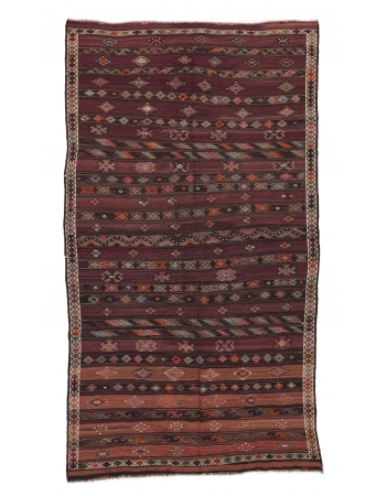 Embroidered Vintage Kilim Rug - 6`4" x 12`2"