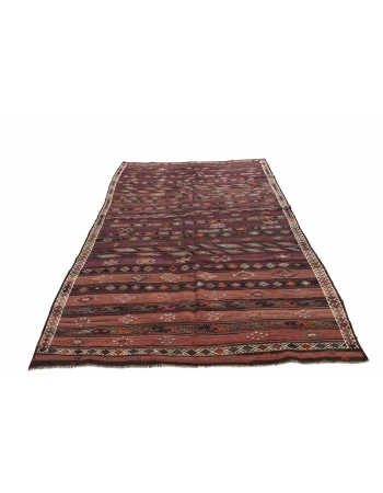 Embroidered Vintage Kilim Rug - 6`4" x 12`2"