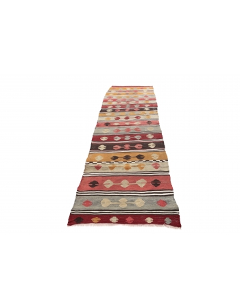 Colorful Vintage Kilim Runner - 2`9" x 9`7"