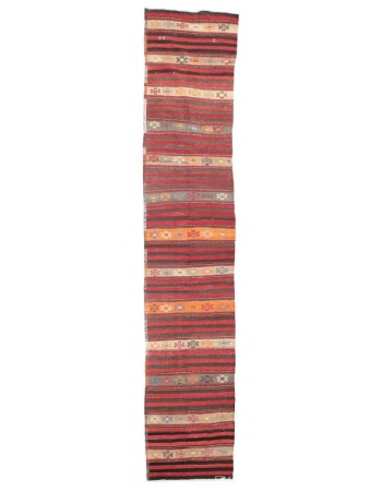 Striped Vintage Kilim Runner - 2`6" x 13`3"