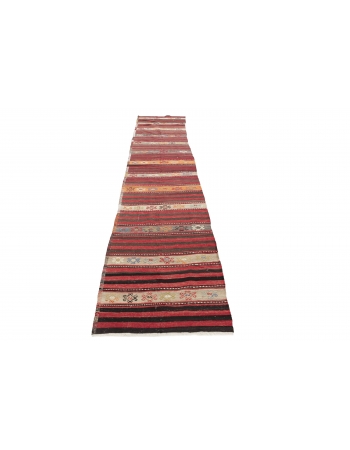 Striped Vintage Kilim Runner - 2`6" x 13`3"