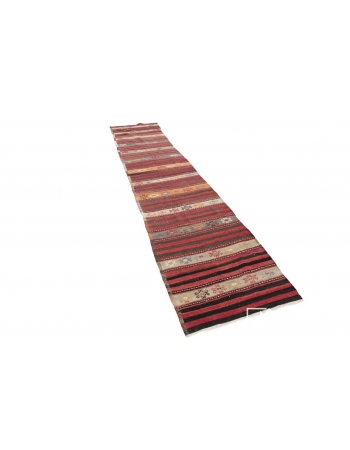 Striped Vintage Kilim Runner - 2`6" x 13`3"
