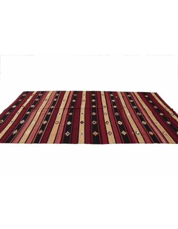 Vintage Striped Turkish Kilim Rug - 5`10" x 11`5"