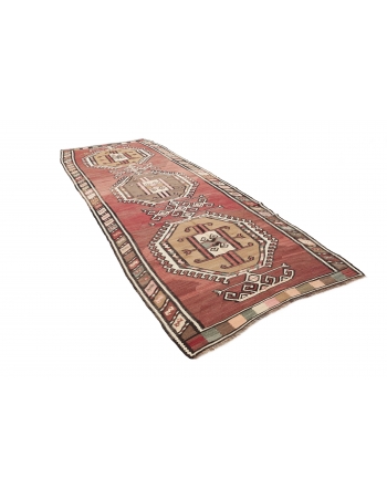 Vintage Decorative Turkish Kilim Rug - 4`10" x 13`0"