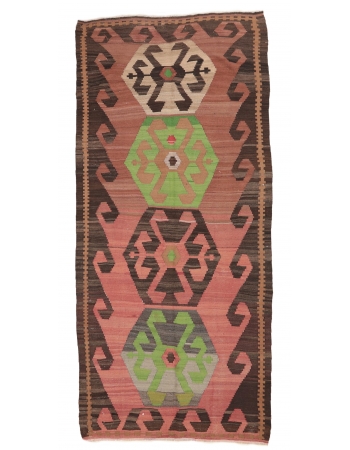 One of a Kind Vintage Kilim Rug - 5`3" x 11`4"