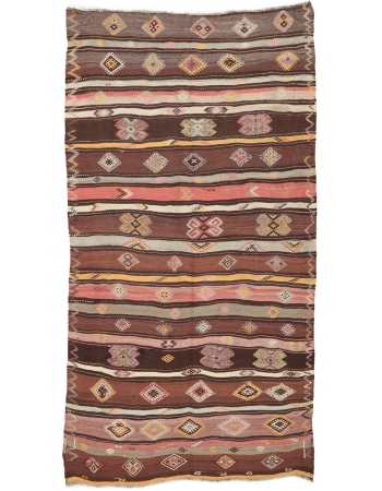 Vintage Turkish Kars Kilim Rug - 6`1" x 10`4"