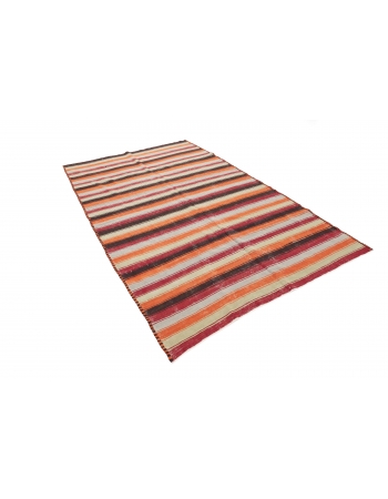 Striped Vintage Kilim Runner - 5`10" x 9`4"