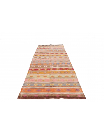 Vintage Turkish Decorative Kilim Rug - 4`4" x 10`2"