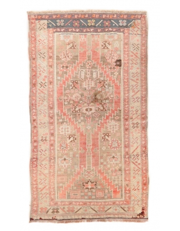 Washed Out Vintage Caucasian Rug - 3`9" x 6`10"