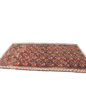 Handwoven Vintage Turkish Kilim Rug - 4`11" x 9`7"