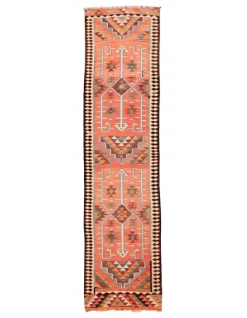 Orange Vintage Kilim Runner - 3`1" x 11`6"