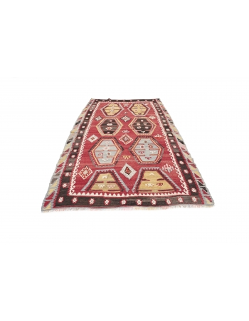 Vintage Turkish Sivas Kilim Rug - 5`5" x 9`3"