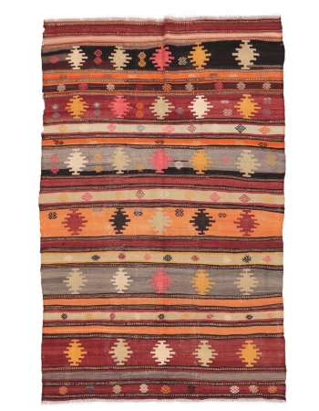 Vintage Handwoven Turkish Kilim Rug - 5`11" x 9`2"