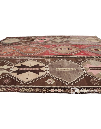 Oversized Vintage Turkish Kilim Rug - 13`5" x 19`4"