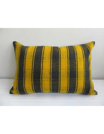 Yellow and black striped vintage klilim pillow