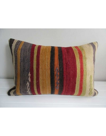 Vertical striped vintage kilim pillow cover