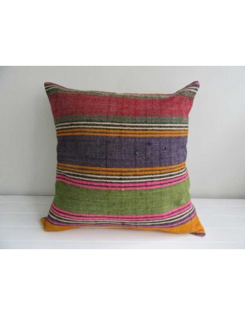 Colorful strped vintage Turkish kilim pillow