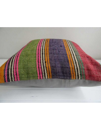 Colorful strped vintage Turkish kilim pillow