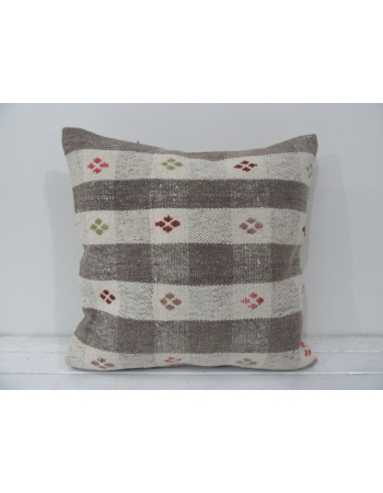 Turkish vintage kilim pillow cover beige embroidered