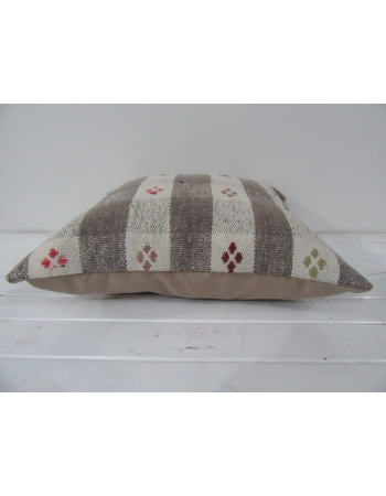 Turkish vintage kilim pillow cover beige embroidered