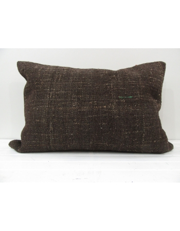 Brown Handmade vintage Turkish kilim pillow