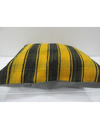Vintage Decorative Black and Yellow Striped kilim pillow cover