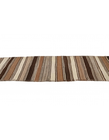 Vintage Brown Natural Kilim Runner - 2`10" x 15`1"