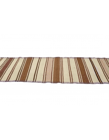 Striped Vintage Natural Kilim Runner - 2`6" x 11`9"