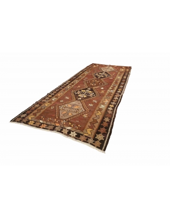 Vintage Decorative Turkish Kars Kilim Rug - 5`11" x 13`10"