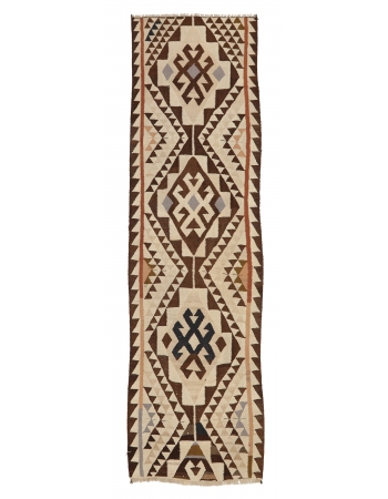 Vintage Decorative Herki Kilim Runner - 3`4" x 10`5"